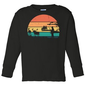 Deer Hunting Retro Sunset Nature Toddler Long Sleeve Shirt