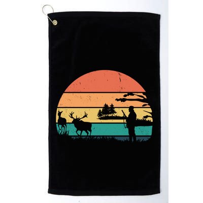 Deer Hunting Retro Sunset Nature Golf Towel