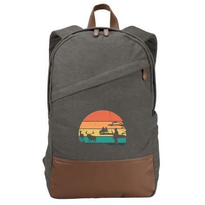 Deer Hunting Retro Sunset Nature Cotton Canvas Backpack