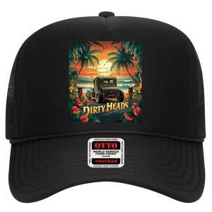 Dirty Heads Retro Beach Humor Palms Beach Car Summer Vibes High Crown Mesh Back Trucker Hat