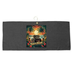 Dirty Heads Retro Beach Humor Palms Beach Car Summer Vibes Large Microfiber Waffle Golf Towel