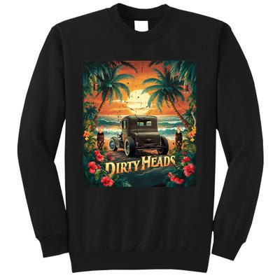 Dirty Heads Retro Beach Humor Palms Beach Car Summer Vibes Tall Sweatshirt