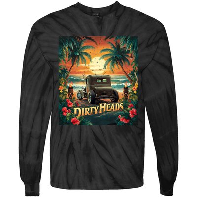 Dirty Heads Retro Beach Humor Palms Beach Car Summer Vibes Tie-Dye Long Sleeve Shirt