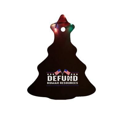 Defund Human Resources American Flag Ceramic Tree Ornament