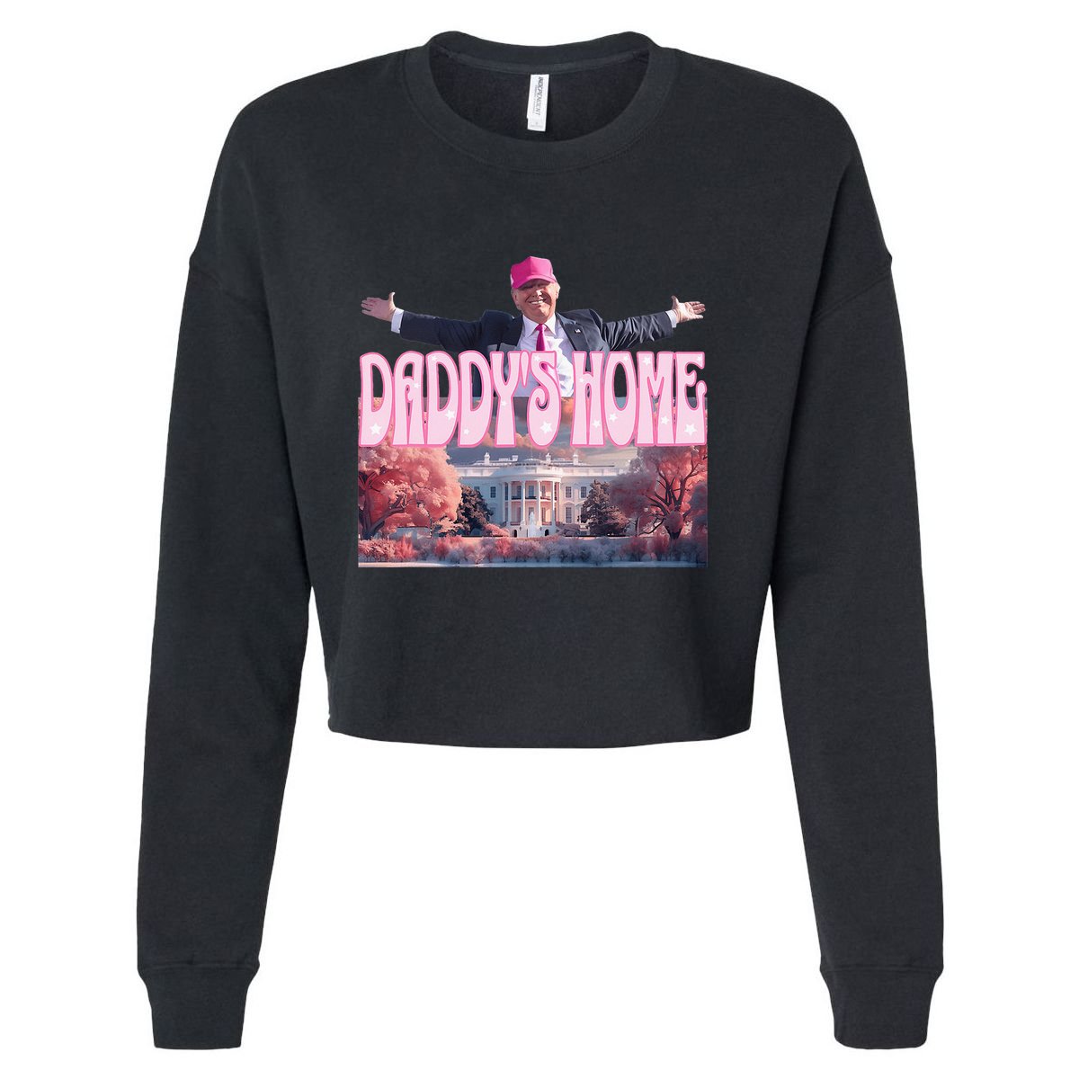 DaddyS Home Real Donald Pink Preppy Edgy Good Man Trump Cropped Pullover Crew