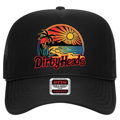 Dirty Heads Retro Beach Gift High Crown Mesh Back Trucker Hat