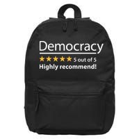 Democracy Highly Recommend Funny Five 5 Rating Stars 16 in Basic Backpack