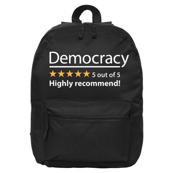 Democracy Highly Recommend Funny Five 5 Rating Stars 16 in Basic Backpack