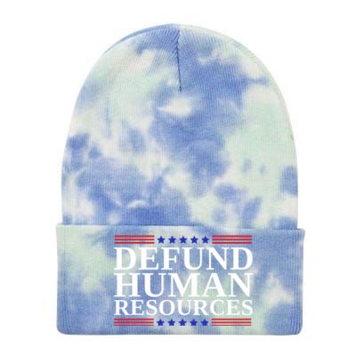 Defund Human Resources Funny Tie Dye 12in Knit Beanie