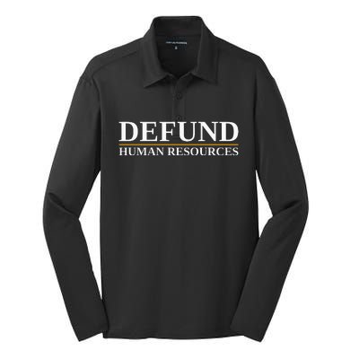 Defund Human Resources Silk Touch Performance Long Sleeve Polo