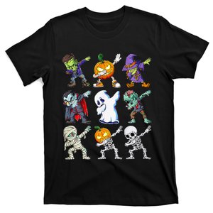 Dabbing Halloween Skeleton Zombie Pumpkin Girls Kids T-Shirt