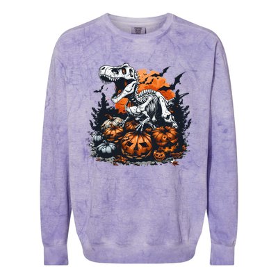 Dinosaur Halloween Skeleton Trex Meaningful Gift Colorblast Crewneck Sweatshirt