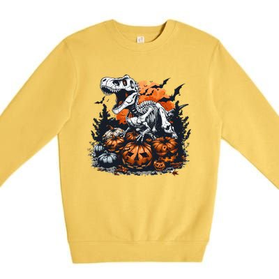 Dinosaur Halloween Skeleton Trex Meaningful Gift Premium Crewneck Sweatshirt