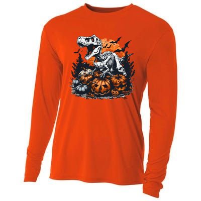 Dinosaur Halloween Skeleton Trex Meaningful Gift Cooling Performance Long Sleeve Crew