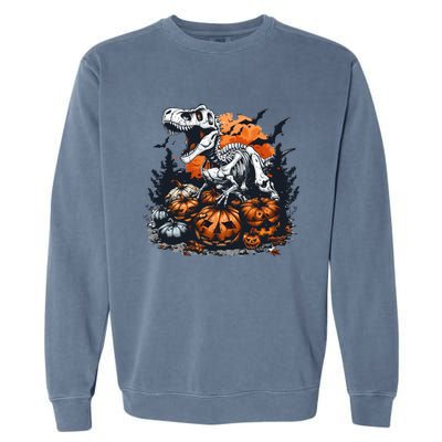 Dinosaur Halloween Skeleton Trex Meaningful Gift Garment-Dyed Sweatshirt