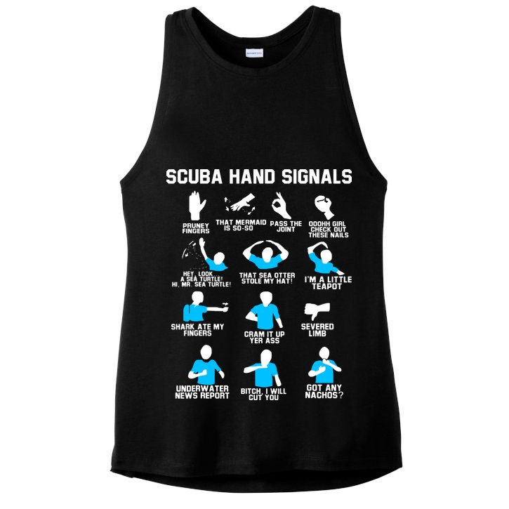 Diver Hand Sign Funny Scuba Hand Signals Ladies PosiCharge Tri-Blend Wicking Tank