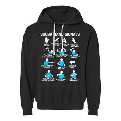 Diver Hand Sign Funny Scuba Hand Signals Garment-Dyed Fleece Hoodie