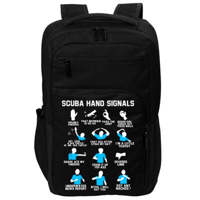 Diver Hand Sign Funny Scuba Hand Signals Impact Tech Backpack
