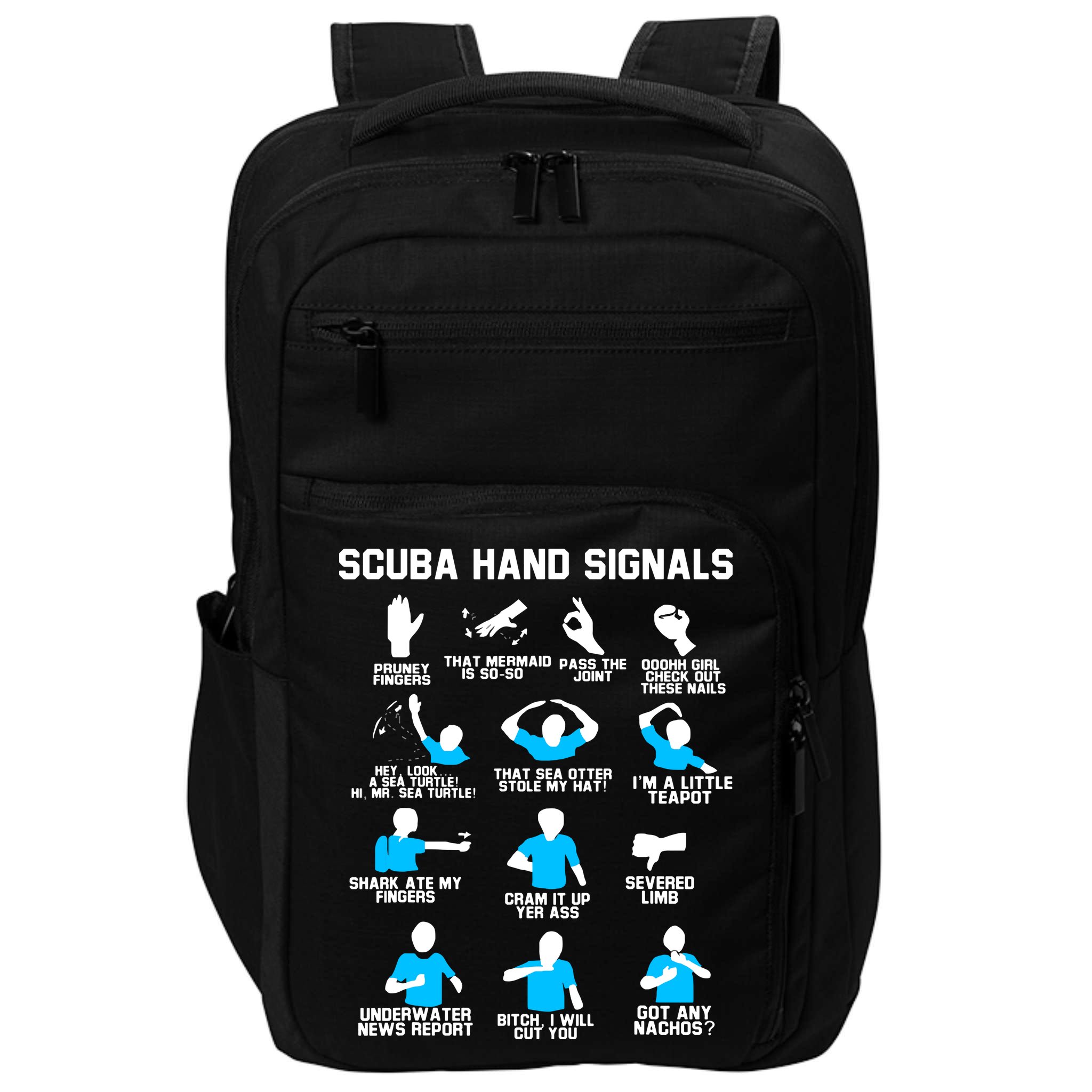 Diver Hand Sign Funny Scuba Hand Signals Impact Tech Backpack