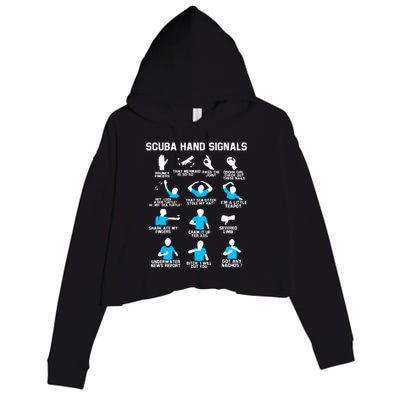 Diver Hand Sign Funny Scuba Hand Signals Crop Fleece Hoodie