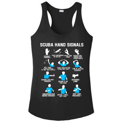 Diver Hand Sign Funny Scuba Hand Signals Ladies PosiCharge Competitor Racerback Tank