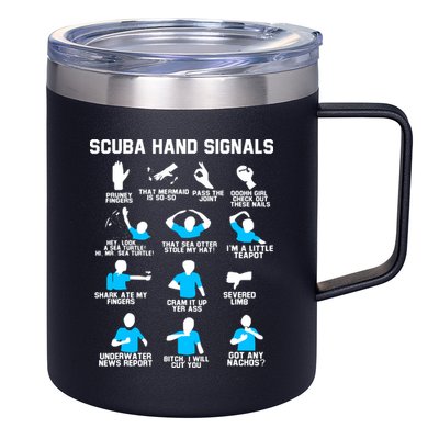 Diver Hand Sign Funny Scuba Hand Signals 12oz Stainless Steel Coffee Mug