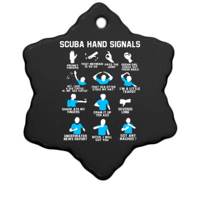 Diver Hand Sign Funny Scuba Hand Signals Ceramic Star Ornament