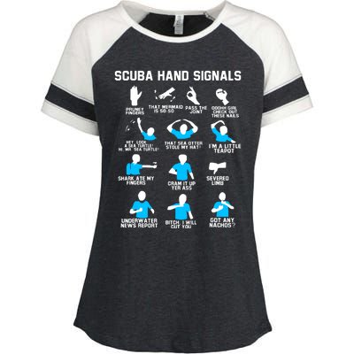 Diver Hand Sign Funny Scuba Hand Signals Enza Ladies Jersey Colorblock Tee