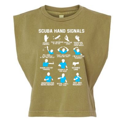 Diver Hand Sign Funny Scuba Hand Signals Garment-Dyed Women's Muscle Tee