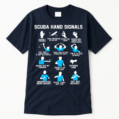 Diver Hand Sign Funny Scuba Hand Signals Tall T-Shirt