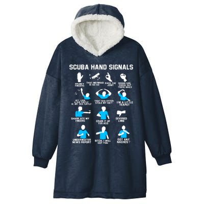 Diver Hand Sign Funny Scuba Hand Signals Hooded Wearable Blanket