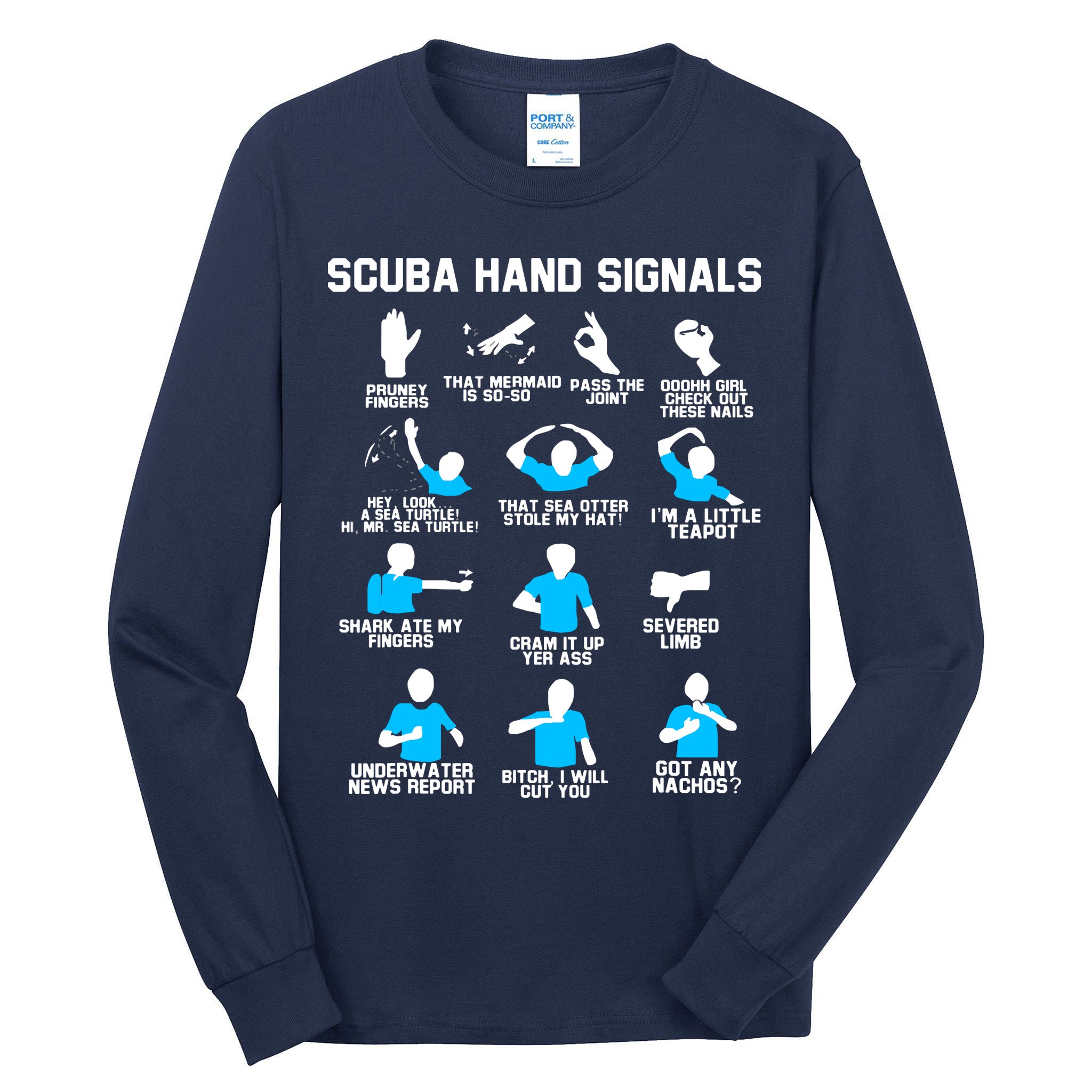 Diver Hand Sign Funny Scuba Hand Signals Tall Long Sleeve T-Shirt
