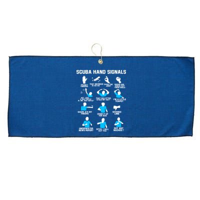 Diver Hand Sign Funny Scuba Hand Signals Large Microfiber Waffle Golf Towel
