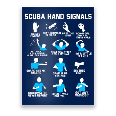 Diver Hand Sign Funny Scuba Hand Signals Poster