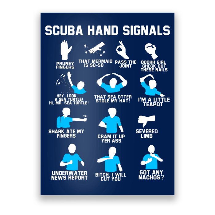 Diver Hand Sign Funny Scuba Hand Signals Poster