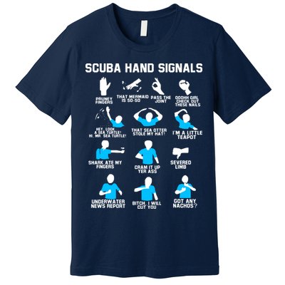 Diver Hand Sign Funny Scuba Hand Signals Premium T-Shirt