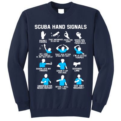 Diver Hand Sign Funny Scuba Hand Signals Tall Sweatshirt