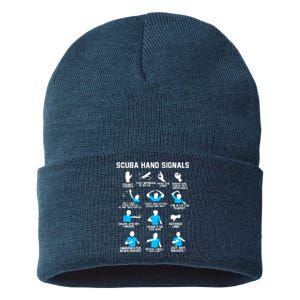 Diver Hand Sign Funny Scuba Hand Signals Sustainable Knit Beanie