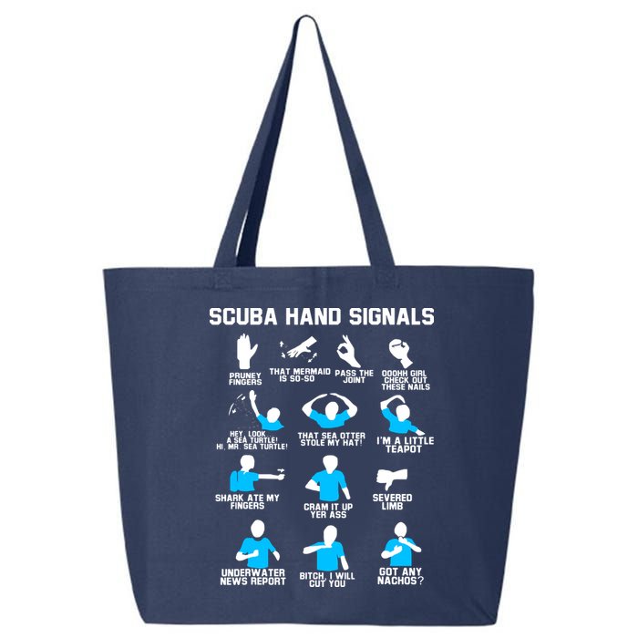 Diver Hand Sign Funny Scuba Hand Signals 25L Jumbo Tote