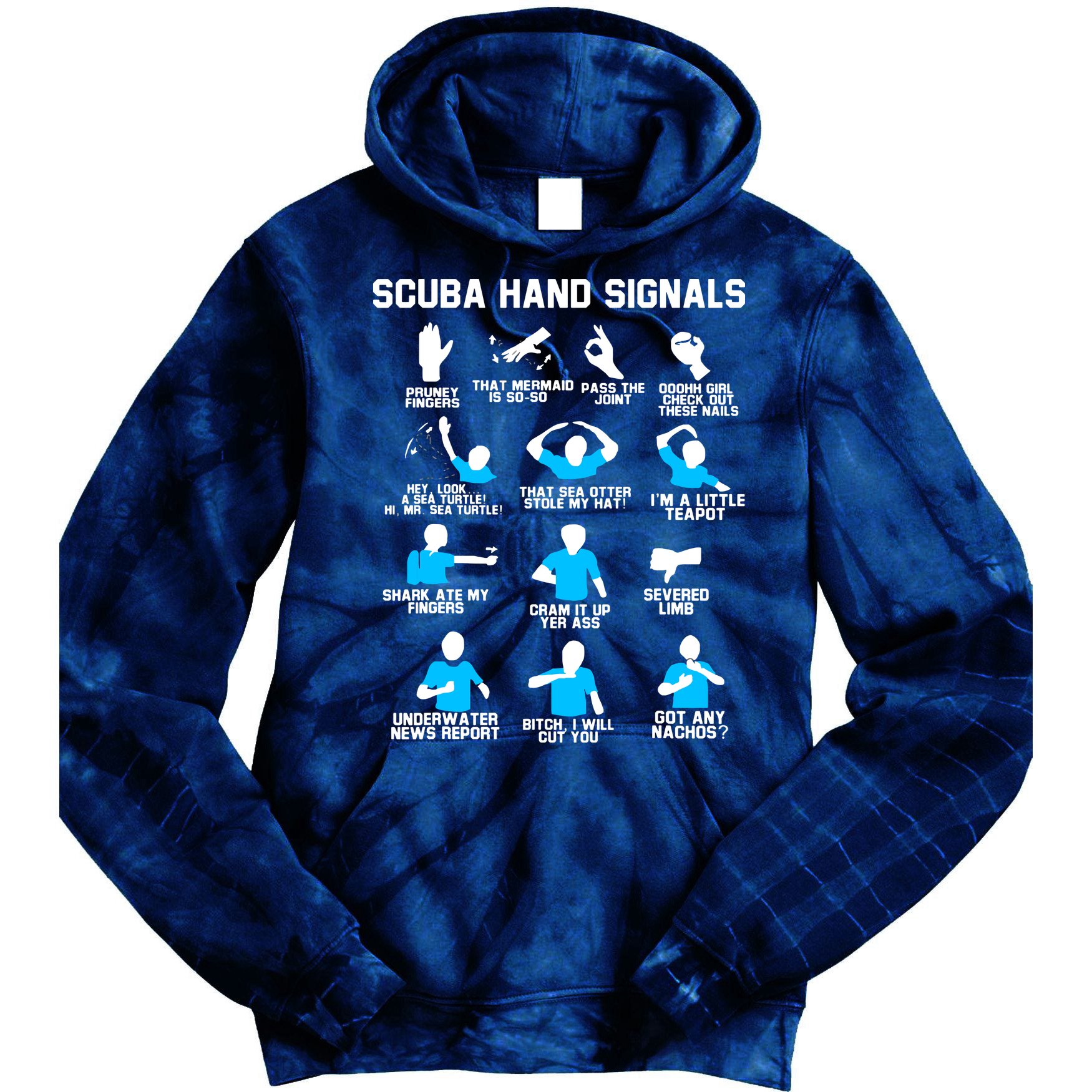 Diver Hand Sign Funny Scuba Hand Signals Tie Dye Hoodie
