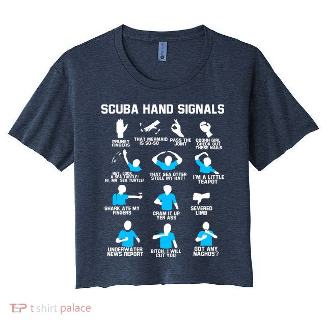 Diver Hand Sign Funny Scuba Hand Signals Crop Top