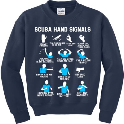 Diver Hand Sign Funny Scuba Hand Signals Kids Sweatshirt