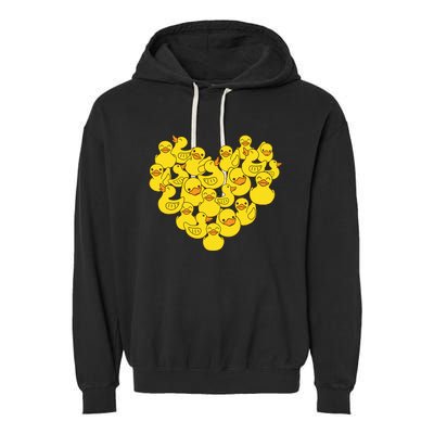 Duck Heart Symbol Love Duck Lover Garment-Dyed Fleece Hoodie