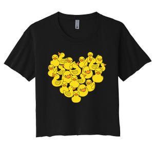 Duck Heart Symbol Love Duck Lover Women's Crop Top Tee