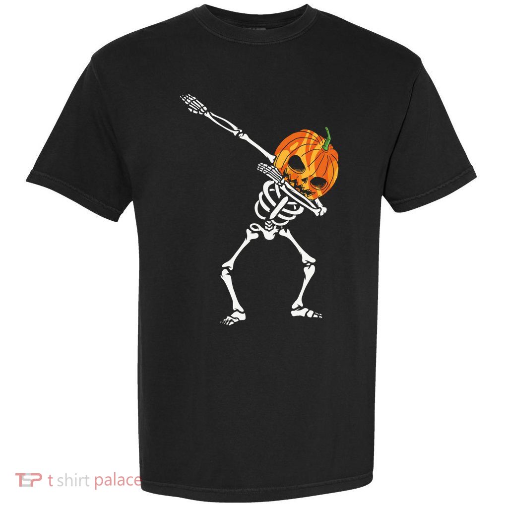 Dabbing Halloween Skeleton Pumpkin Moonlight Funny Gift Garment-Dyed Heavyweight T-Shirt