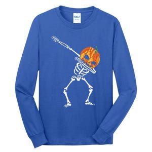 Dabbing Halloween Skeleton Pumpkin Moonlight Funny Gift Tall Long Sleeve T-Shirt