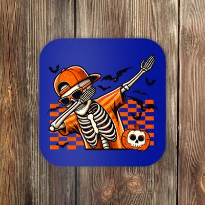 Dabbing Halloween Skeleton Funny Pumpkin Matching Bruh Gift Coaster