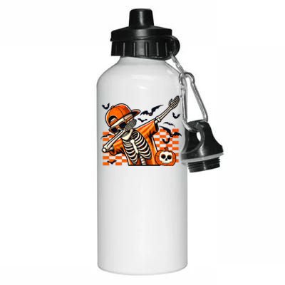 Dabbing Halloween Skeleton Funny Pumpkin Matching Bruh Gift Aluminum Water Bottle