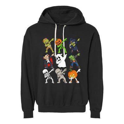 Dabbing Halloween Skeleton Zombie Scary Pumpkin Vampire Garment-Dyed Fleece Hoodie