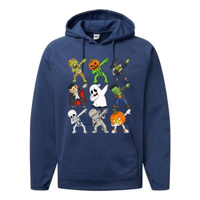 Dabbing Halloween Skeleton Zombie Scary Pumpkin Vampire Performance Fleece Hoodie